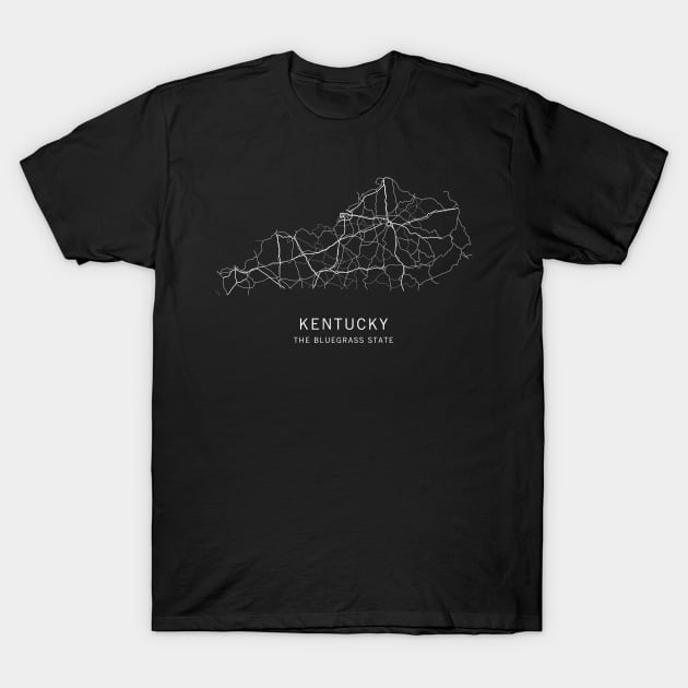 Kentucky State Road Map T-Shirt by ClarkStreetPress